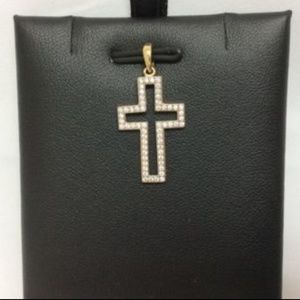 14k Real Gold CZ Cross Pendant charm  1.4gr